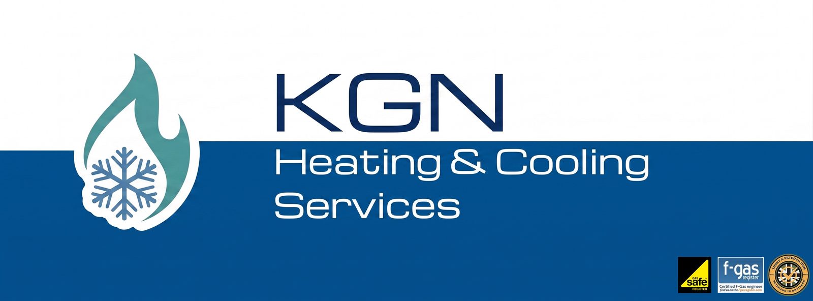 KGN Heating and Cooling Services. Gas Safe registered, F-Gas certified, Trust a Veteran member.